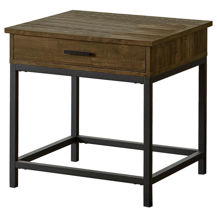 Byers - 1-Drawer Square Engineered Wood End Table - Brown Oak - Simple Home Plus