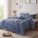 Felicia - Velvet Comforter Set With Throw Pillow - Blue - Simple Home Plus