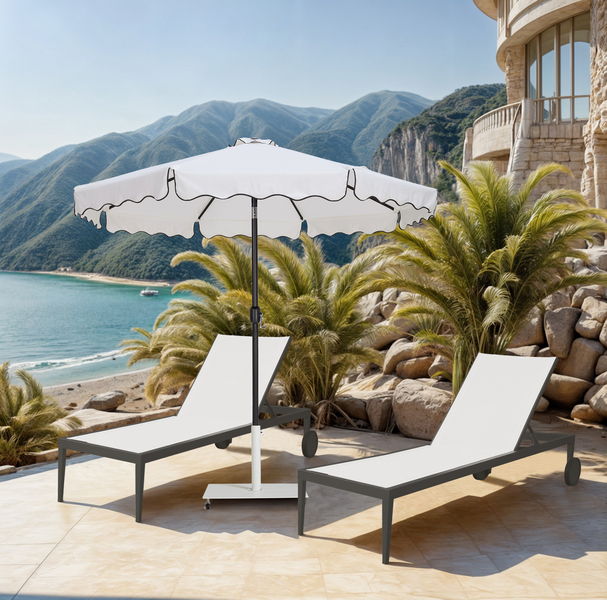 Amalfi - Aluminum Patio Umbrella - White Base / Black Pole