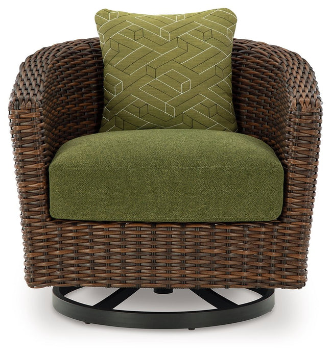 Horizon Hall - Brown / Green - Swivel Lounge With Cushion - Simple Home Plus