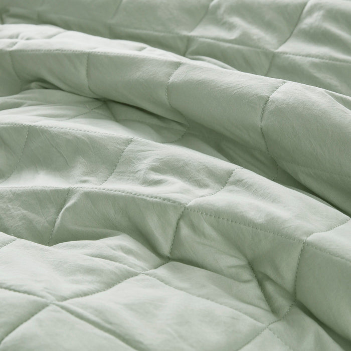Phoebe - King/California King Diamond Quilted Ruffle Edge Comforter Set - Sage - Simple Home Plus