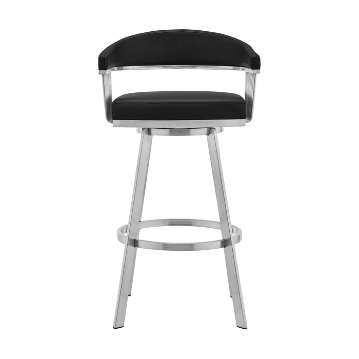 Bronson - Faux Leather And Brushed Stainless Steel Swivel Bar Stool
