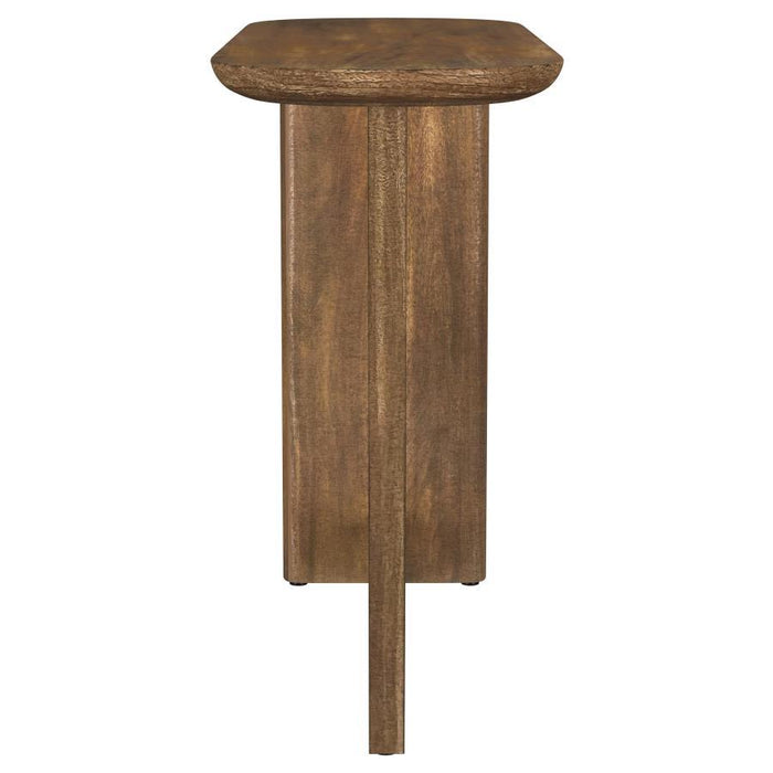 Fletcher - Oval Solid Mango Wood Entryway Console Table - Brown - Simple Home Plus
