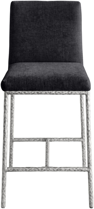 Reeves - Chenille Fabric Upholstered Counter Stool (Set of 2) - Silver Base - Simple Home Plus