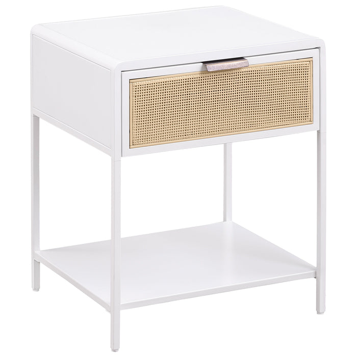 Amherst - 1-Drawer Radio Weave Rattan Metal Side Table - Simple Home Plus