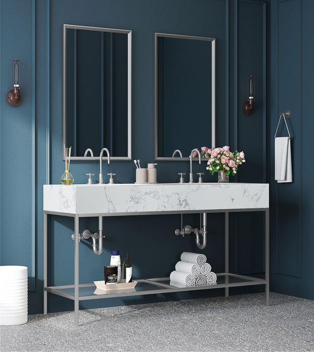 Marmo - Engineered Marble Bathroom Vanity With Chrome Base - Simple Home Plus