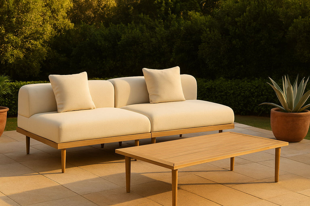 Laguna - 2 Piece Resilient Water Resistant Fabric 71" Outdoor Patio Armless Modular Loveseat - Simple Home Plus