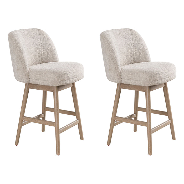 Sadie - Solid Wood Upholstered 26" Counter Height Swivel Barstool - Simple Home Plus