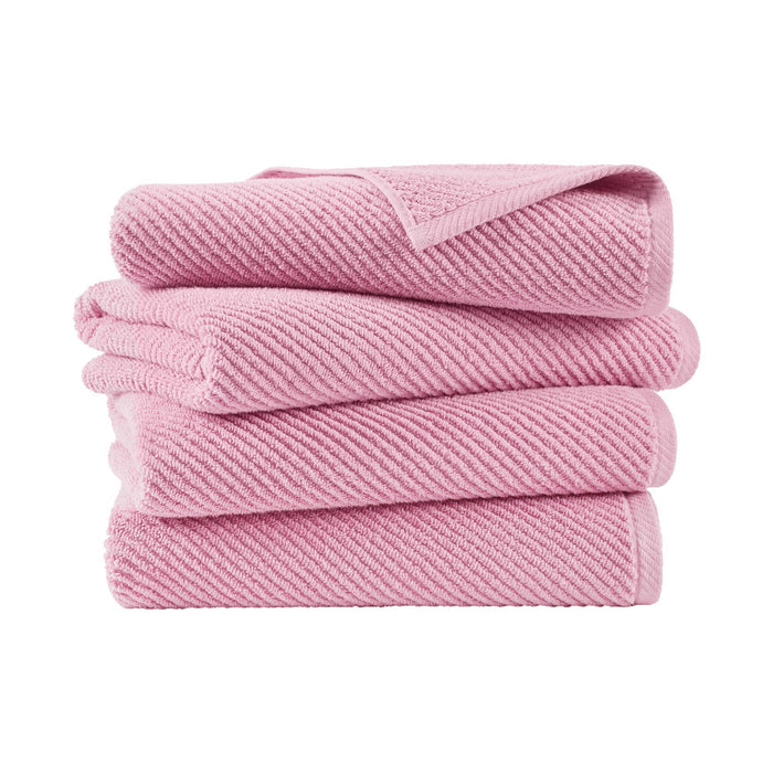 Diagonal Ribbed - 4 Piece Bath Towels Set - Pink - Simple Home Plus