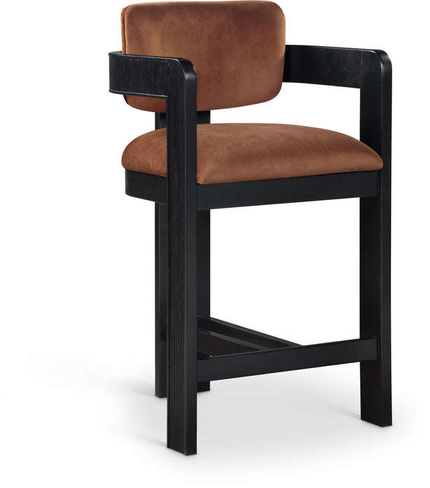 Sacha - Velvet Stool With Black Base - Simple Home Plus