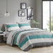 Jaxon - Stripe King Comforter Set With Bed Sheets - Aqua/Gray - Simple Home Plus