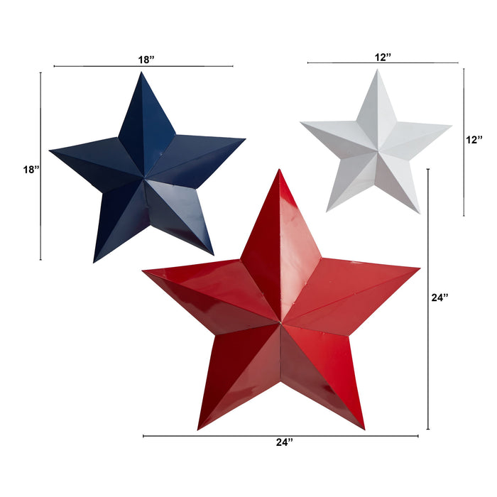 12" 18" and 24" Americana Metal Stars Wall Decor Set