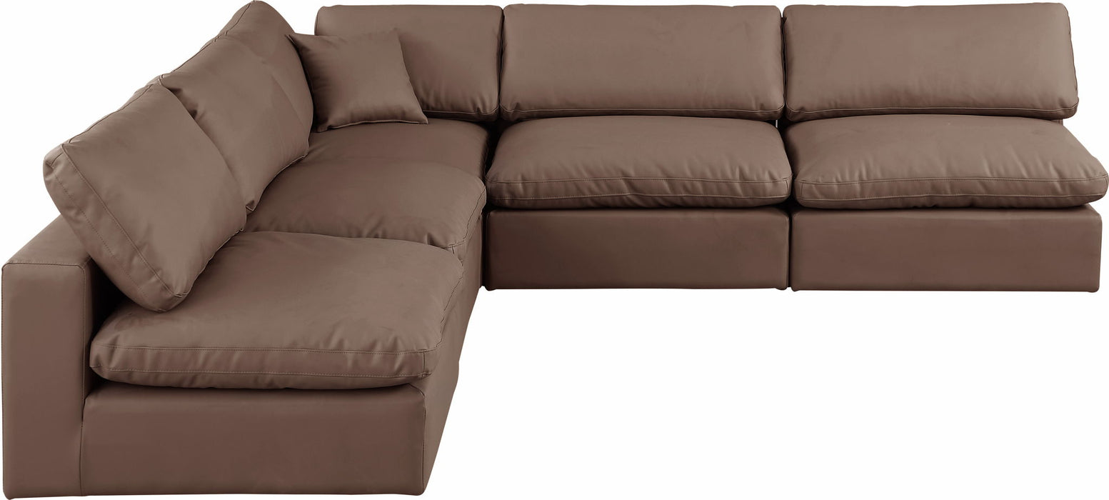 Comfy - 5 Piece Faux Leather Modular Corner Armless Sectional - Simple Home Plus