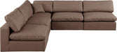 Comfy - 5 Piece Faux Leather Modular Corner Armless Sectional - Simple Home Plus