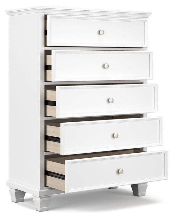 Fortman - White - Five Drawer Chest - Simple Home Plus