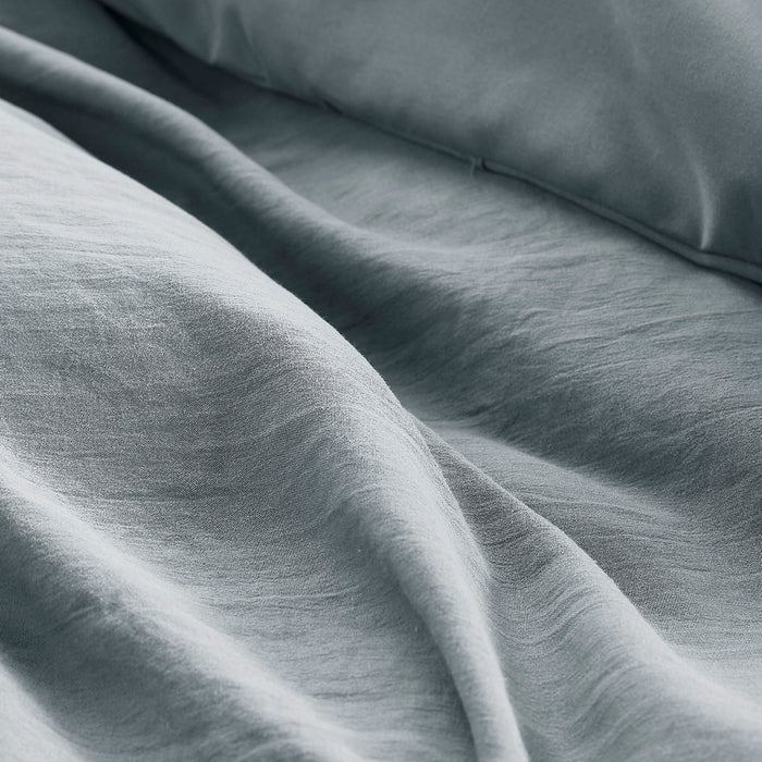Porter - King Soft Washed Pleated Comforter Set - Blue / Gray - Simple Home Plus