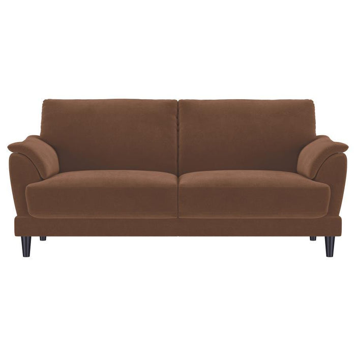 Selma - Velvet Upholstered Crescent Arm Sofa - Rust - Simple Home Plus