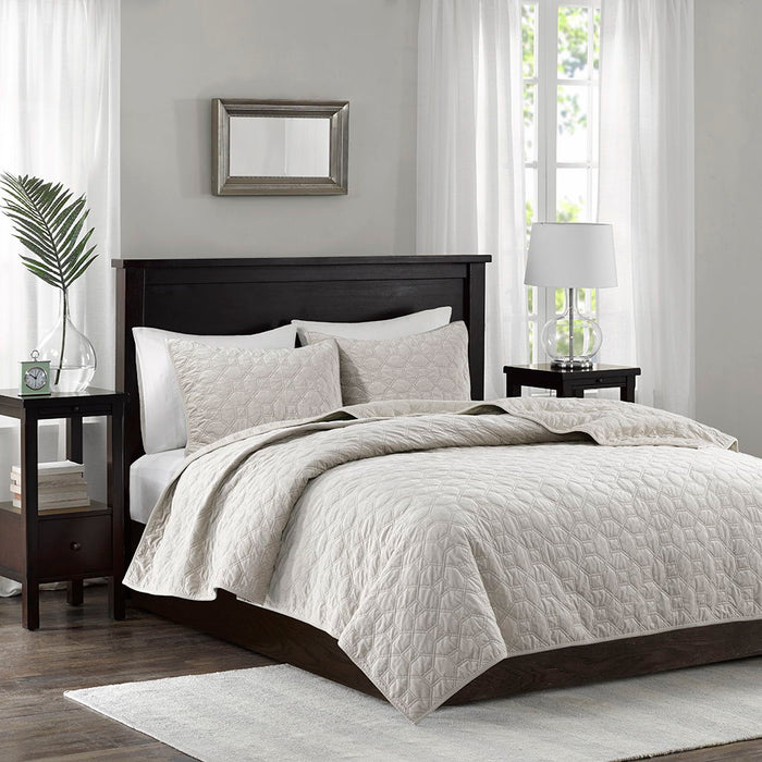 Harper - Reversible 3 Piece Coverlet Set - Ivory - Simple Home Plus
