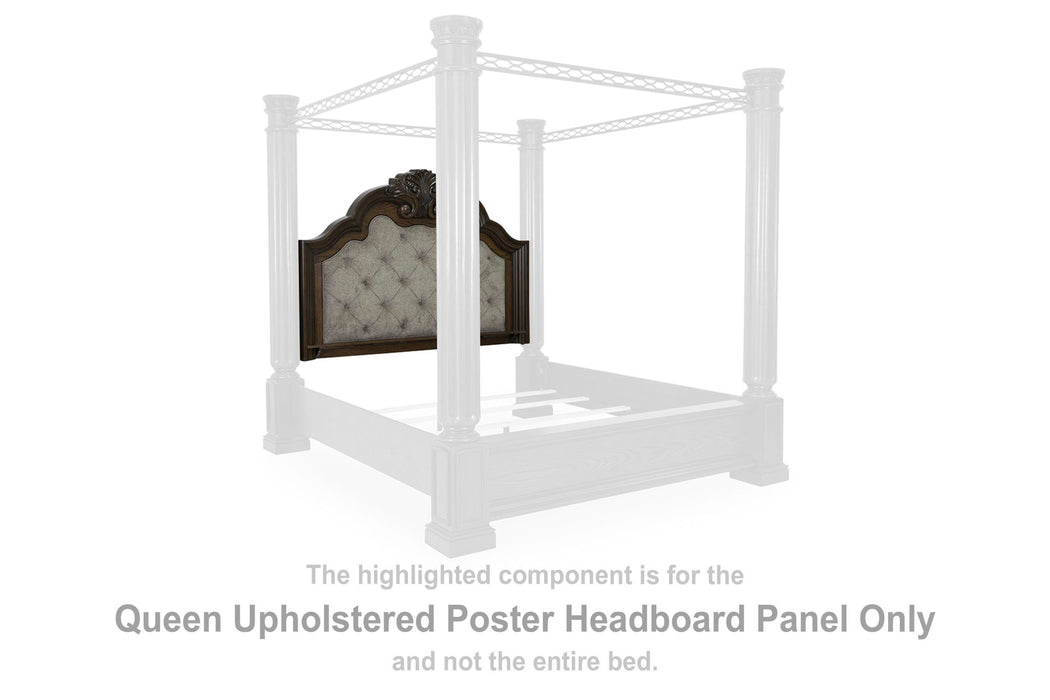 Maylee - Queen Upholstered Poster Headboard Panel - Dark Brown - Simple Home Plus