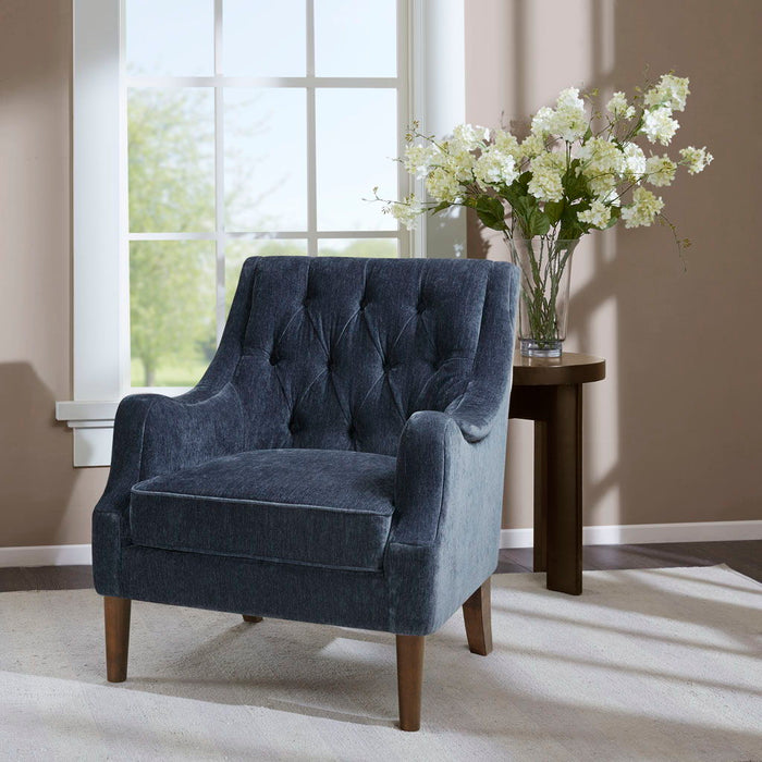 Qwen - Button Tufted Accent Chair - Navy - Simple Home Plus