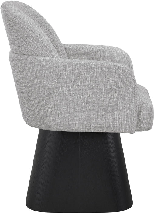 Marlowe - Linen Textured Fabric Upholstered Swivel Dining Arm Chair - Stained Black - Simple Home Plus