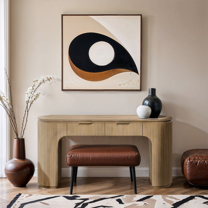 Astrid - Solid Wood And Oak Veneer Desk - Simple Home Plus