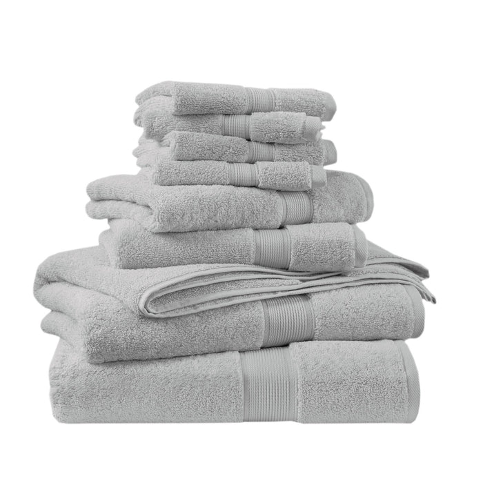 800GSM - 8 Piece Antimicrobial Towel Set - Silver - Simple Home Plus