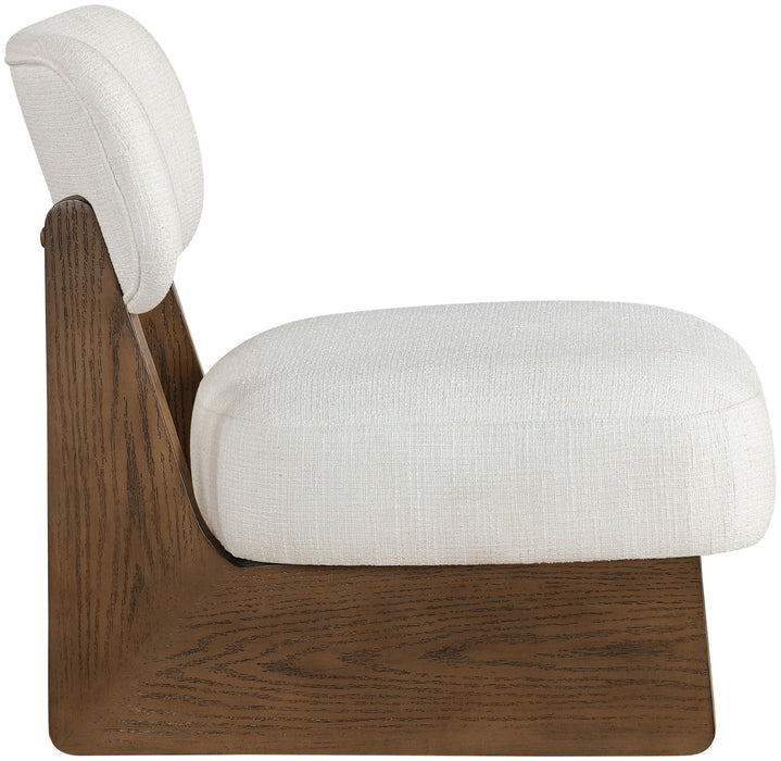 Vetra - Linen Textured Fabric Upholstered Accent Chair With Brown Base - Simple Home Plus
