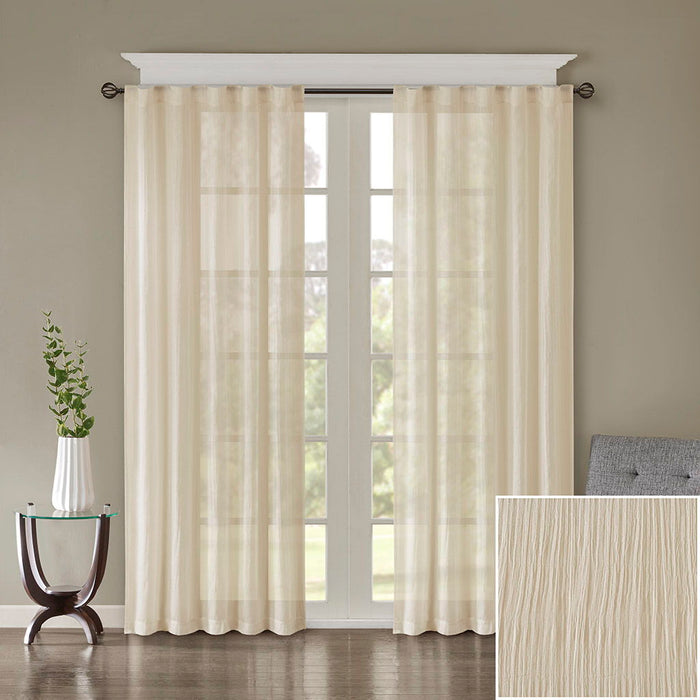Harper - Solid Crushed Window Panel Pair - Cream - Simple Home Plus