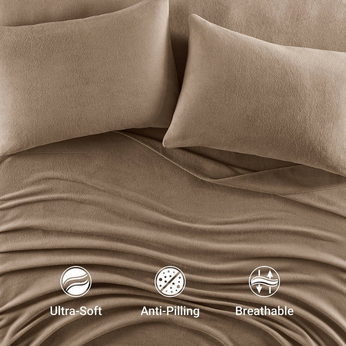 Micro Fleece - Twin Long Sheet Set - Brown - Simple Home Plus