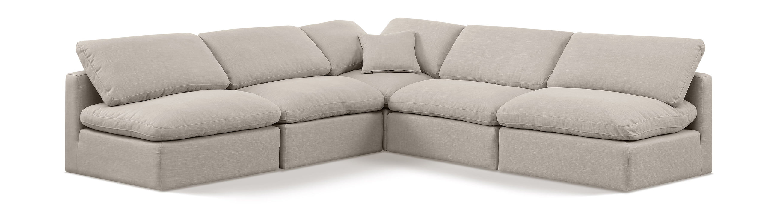Indulge - Linen 5 Piece Modular Corner Armless Sectional - Simple Home Plus