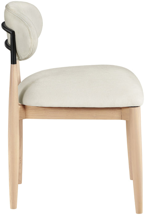 Riccio - Performance Fabric Upholstered Dining Side Chair (Set of 2) With Light Brown Legs - Cream - Simple Home Plus