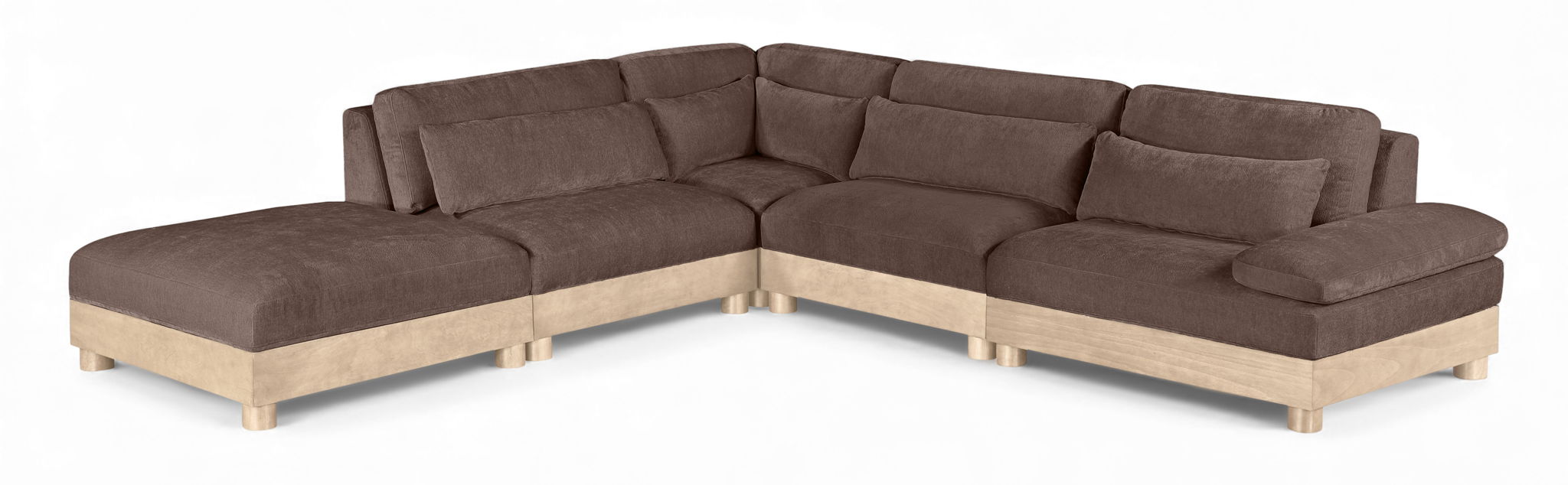 Turin - Chenille Fabric Upholstered Modular Sectional - Brown - Simple Home Plus