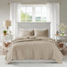 Tuscany - 3 Piece Full/Queen Reversible Scalloped Edge Quilt Set - Khaki - Simple Home Plus