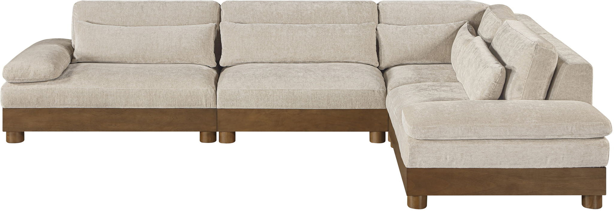 Turin - Chenille Fabric Upholstered Modular Sectional - Taupe - Simple Home Plus