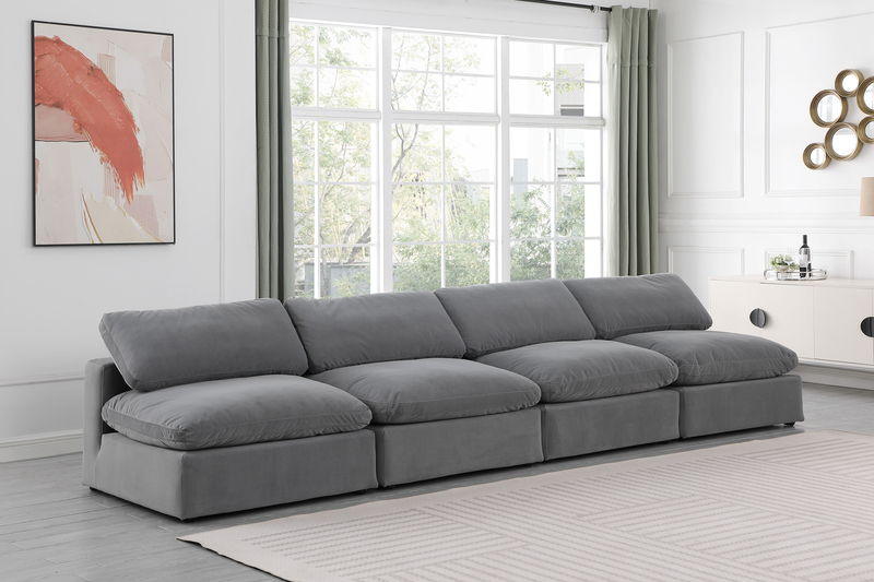 Comfy - Velvet Modular Armless Sofa 4 Seats