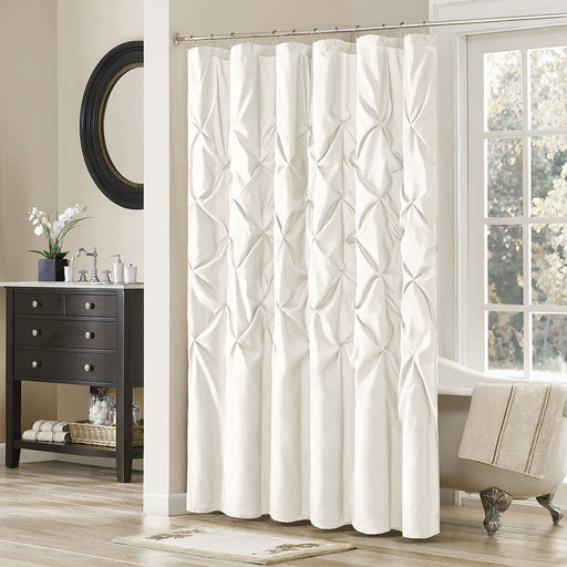 Laurel - Tufted Semi-Sheer Shower Curtain - White - Simple Home Plus