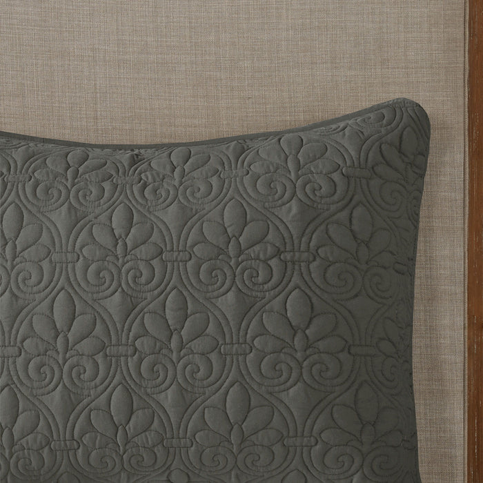 Quebec - Queen Fitted Bedspread (Set of 3) - Dark Gray - Simple Home Plus