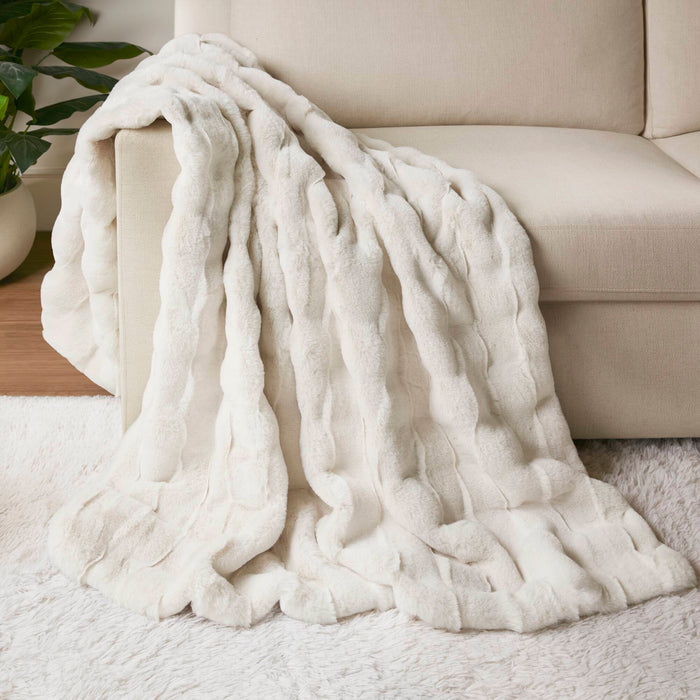 Vivienne - Faux Fur Throw - Ivory - Simple Home Plus