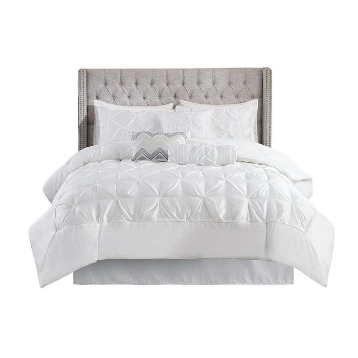 Laurel - California King 7 Piece Tufted Comforter Set - White - Simple Home Plus