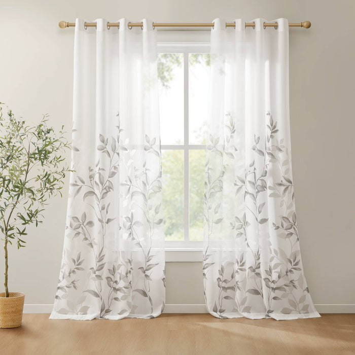 Cecily - 84" Burnout Printed Window Panel - Gray - Simple Home Plus