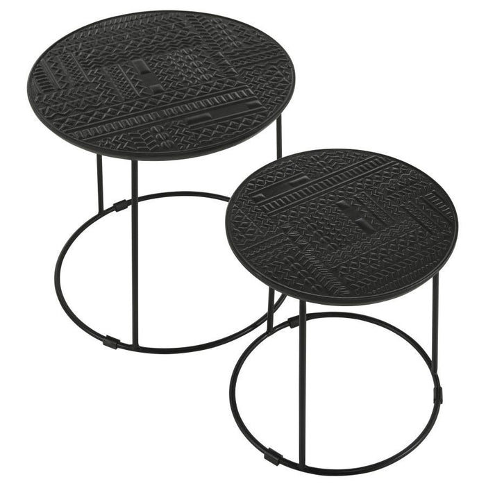 Loannis - 2 Piece Round Mango Wood Nesting Table - Matte Black - Simple Home Plus