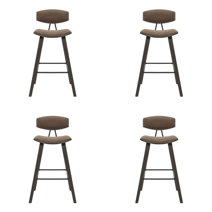 Fox - Bar Height Curved Back Wood Bar Stool With Faux Leather Seat