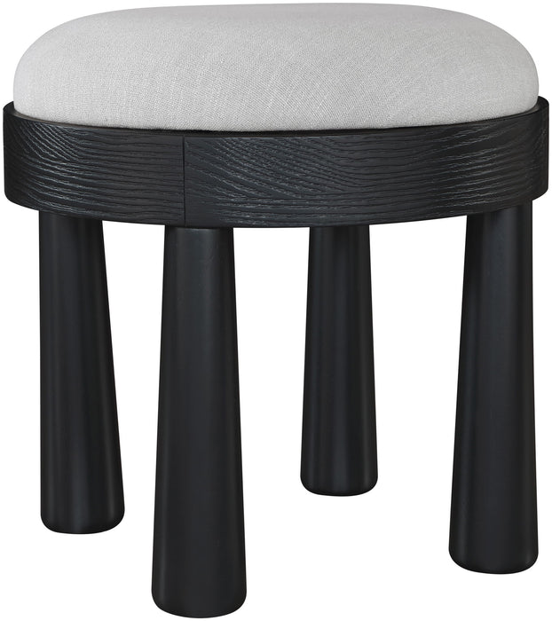 Larea - Linen Textured Fabric Ottoman - Black Base - Simple Home Plus