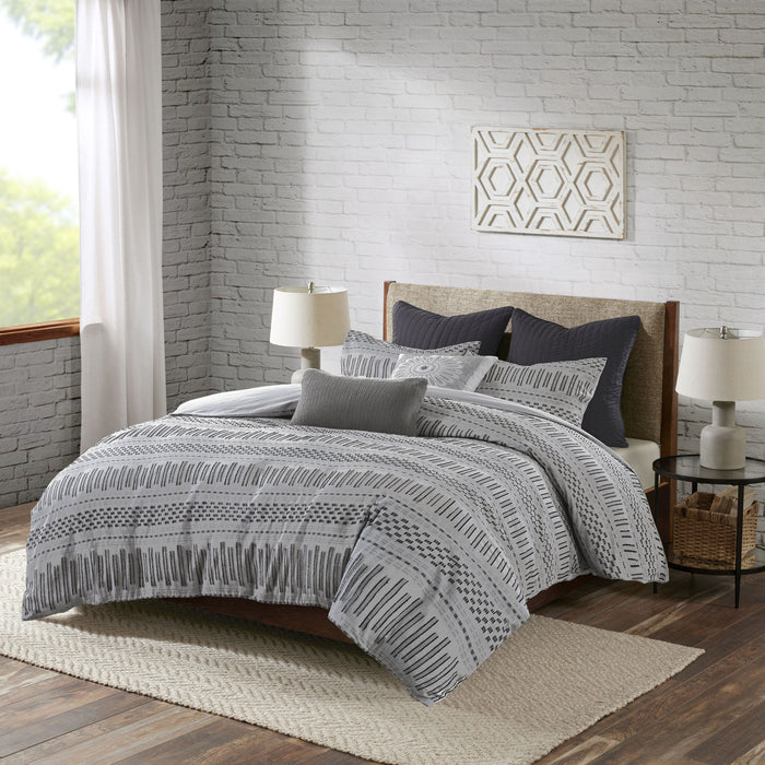 Rhea - King Duvet Cover Mini Set - Gray / Black - Simple Home Plus