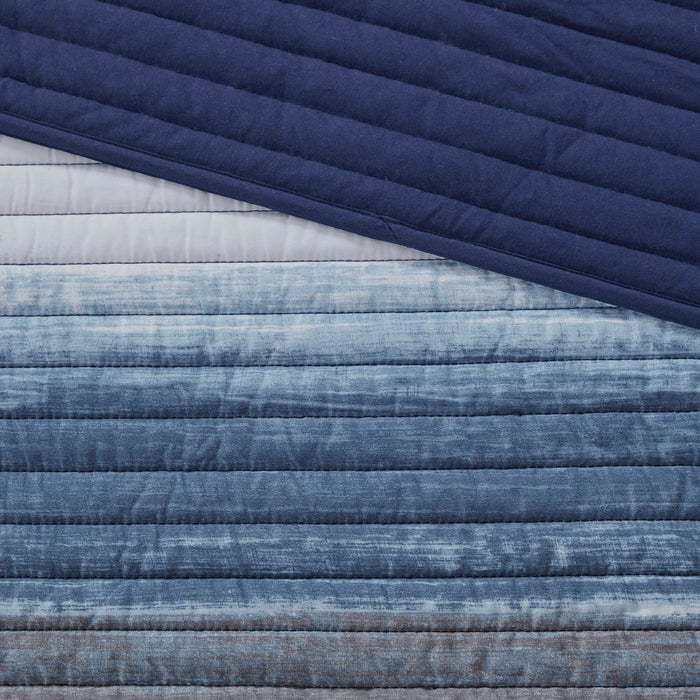 Saben - Twin 6 Piece Quilt Set With Bed Sheets - Navy - Simple Home Plus
