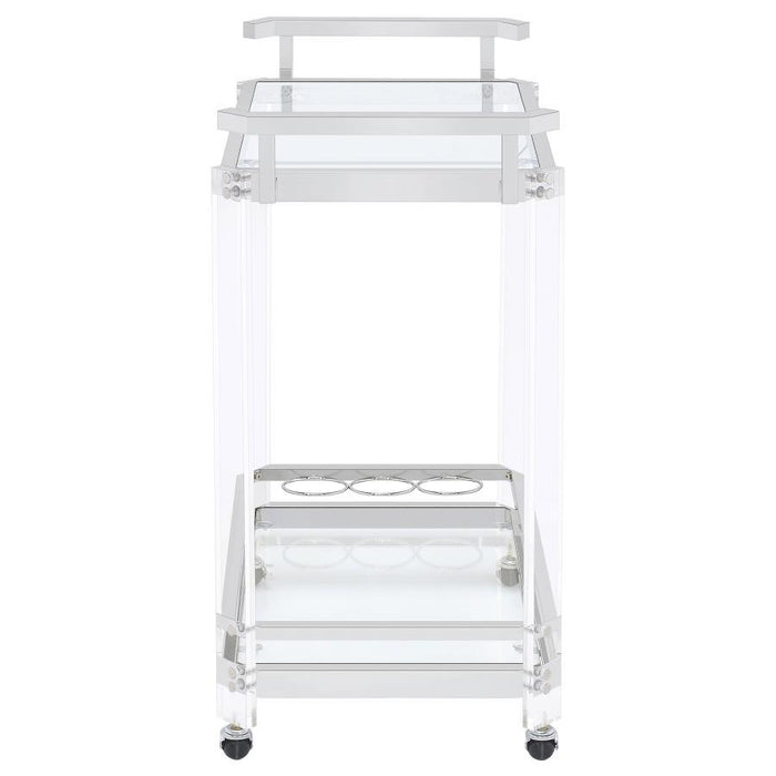 Jefferson - 2-Tier Glass Shelf Acrylic Bar Cart - Chrome - Simple Home Plus