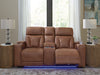 Clean-Slate - Caramel - Power Reclining Loveseat With Console / Adj Headrest - Simple Home Plus
