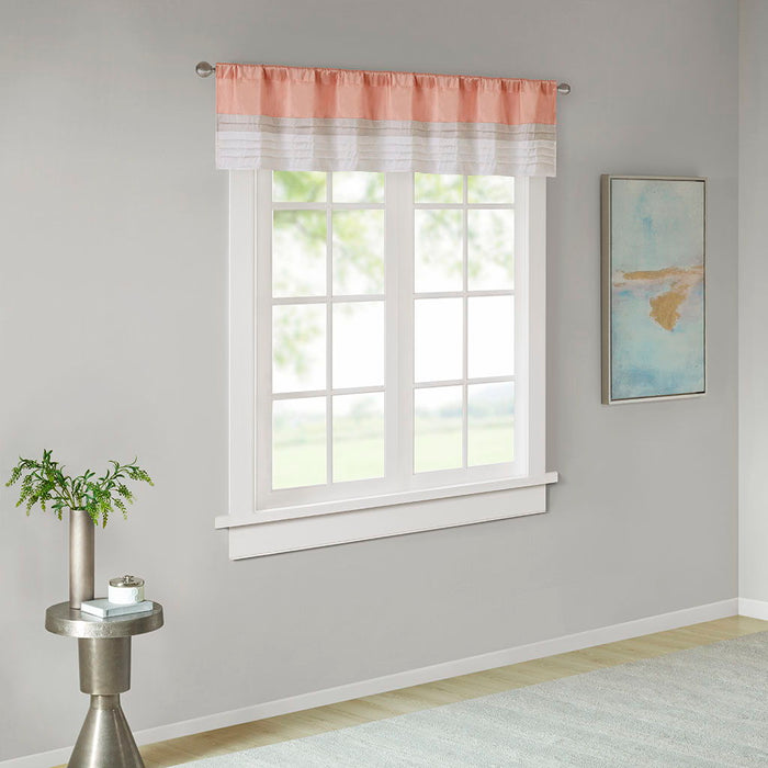 Amherst - Polyoni Pintuck Valance - Coral - Simple Home Plus