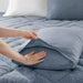 Kyla - Twin/Twin Long Double Diamond Quilted Teddy Comforter Set - Blue - Simple Home Plus